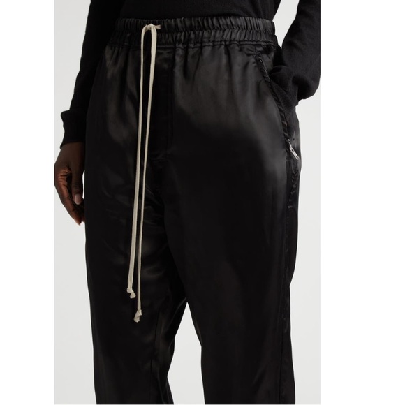 NWT💕Rick Owens Drawstring Cupro Crop Track Pants in Black Size 4 - Picture 4 of 16